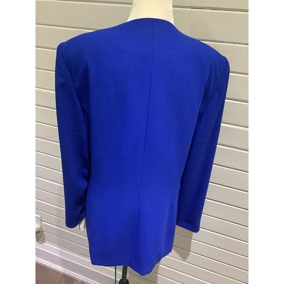 Le Suit Two Piece embraided lined skirt Blue Dress Suit Sz 12 - Picture 4 of 15